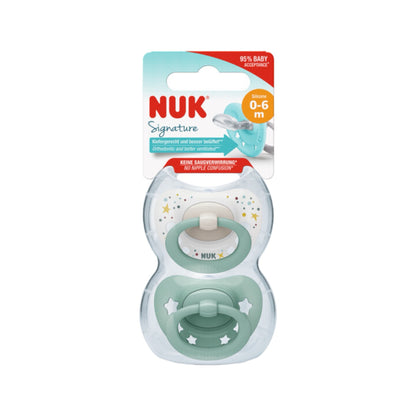 NUK Schnuller 2er Set: Zwei Schnuller im Set für Babys, um Trost zu spenden und den natürlichen Saugreflex zu unterstützen.